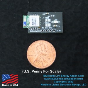 BLE module with US penny for scale