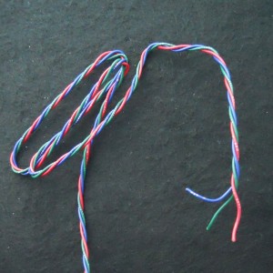22AWG 3-Strand Twisted Wire - Red, Green, Blue - Per Foot