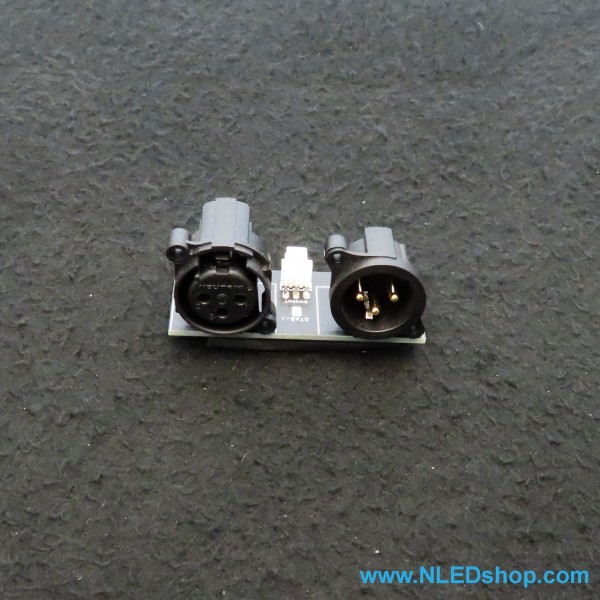 XLR carrier, 3 pin, right angle header. Front